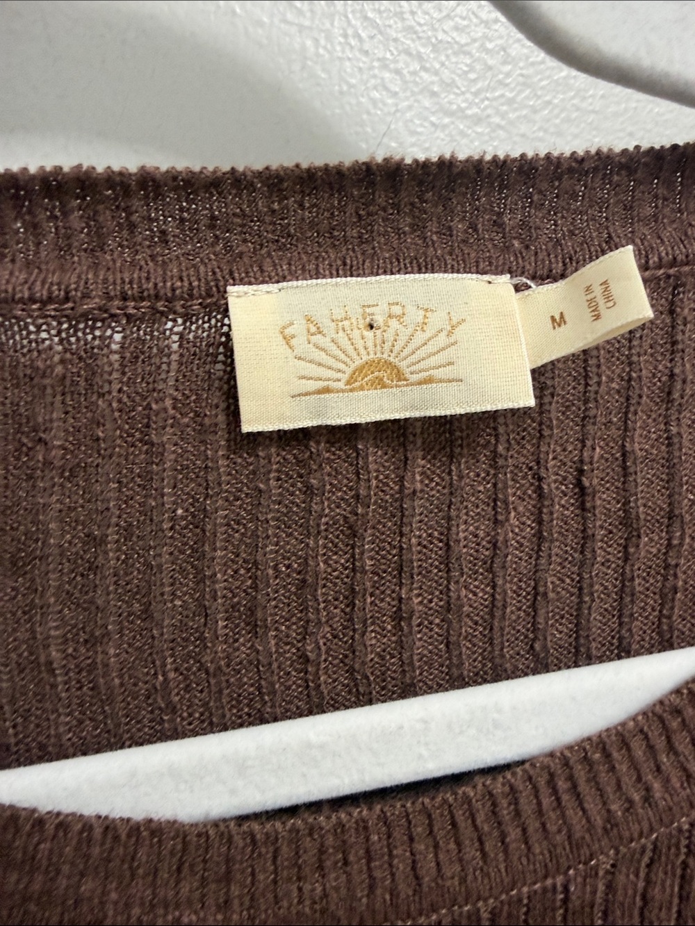 Faherty/Miramar Linen Mini Rib Tee - Cocoa - Picture 4 of 8